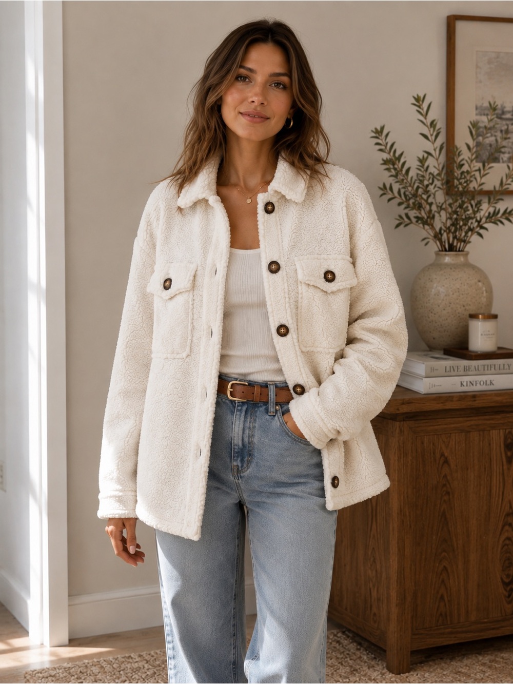 Cozy Cream Shacket Jacket - Women's ~ size medium